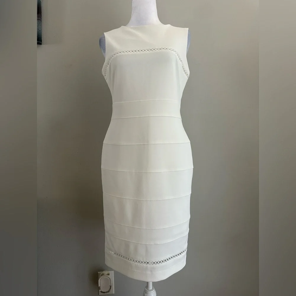 Tommy Hilfiger Circle Trim Party Cocktail Dress White Size 6 - Picture 2 of 8